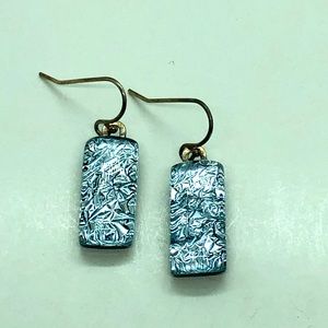 Handcrafted Silver Metal Dichroic Glass Earrings